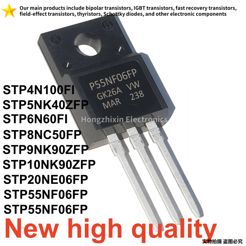 

10 шт. НОВЫЕ высококачественные STP9NK90ZFP TO-220F, STP5NK40ZFP, STP20NE06FP, STP55NF06FP, STP10NK90ZFP, STP8NC50FP, STP4N100FI, STP6N60FI