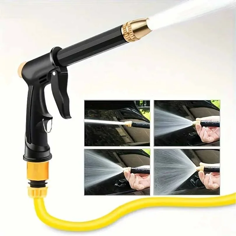 10M High Pressure Water Gun Household Car Wash Water Black Car Wash Adjustable Nozzle Water Watering Pipe Car Wash Gun for Plant