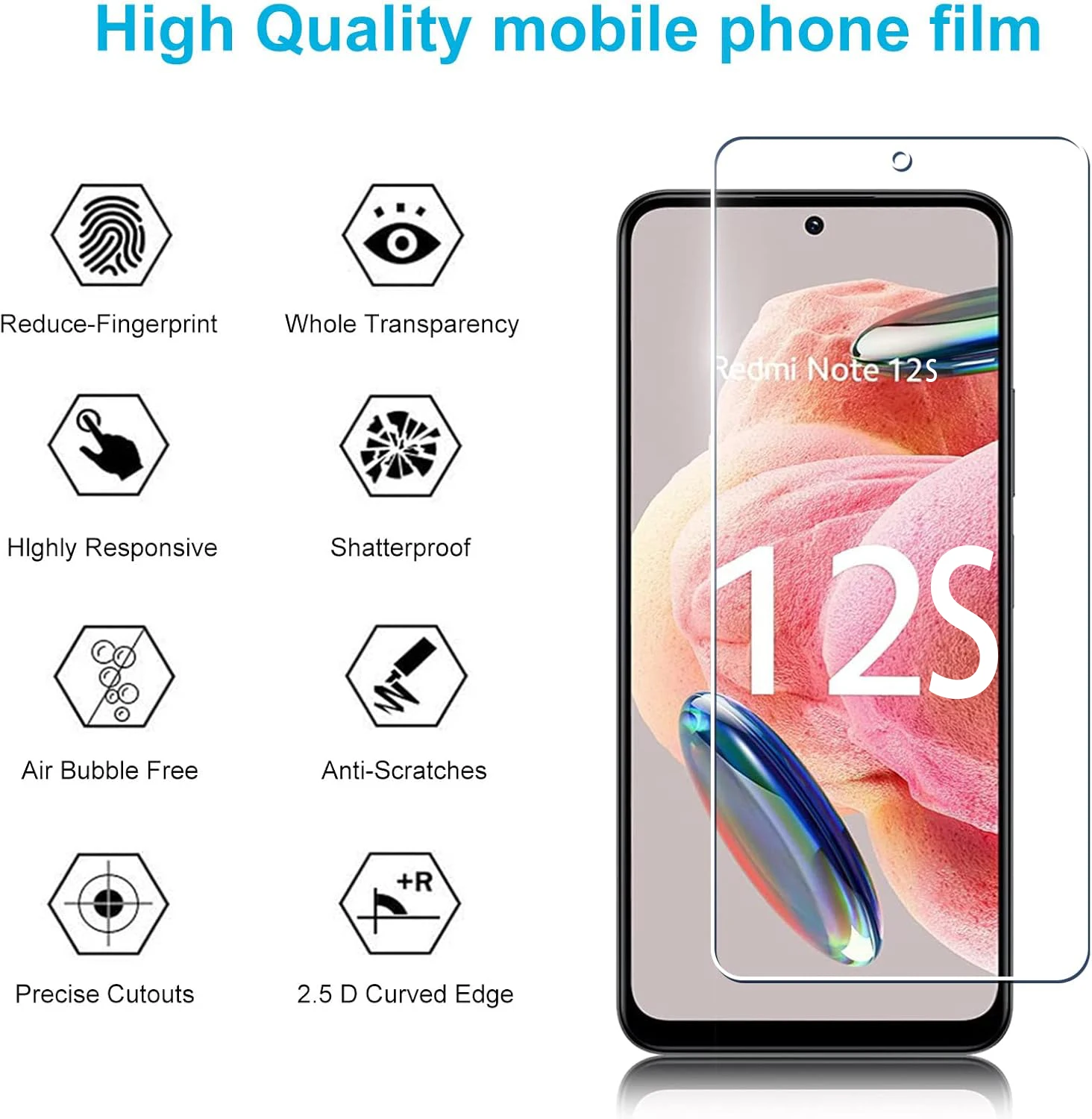 6,43 Zoll gehärtetes Glas für Redmi Note 12S Displayschutzfolie – Detail 2