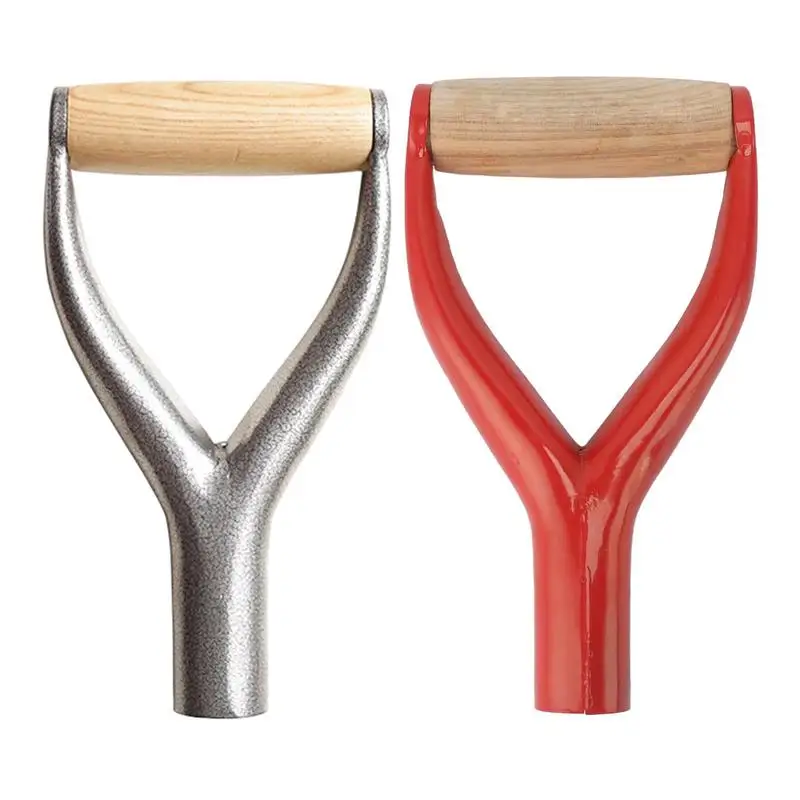 D Shaped Metal Shovel Handle Wood Anti Rust Replacement Shovel Handle Stable Shovel Grip Handle Garden Digging Raking Tools