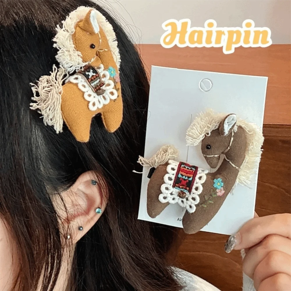 

Fashion Cloth Horse Hairpins Barrettes Flower Cartoon Hair Clip Bag Peadant Chinese Zodiac Edge Clip 2026 New Year
