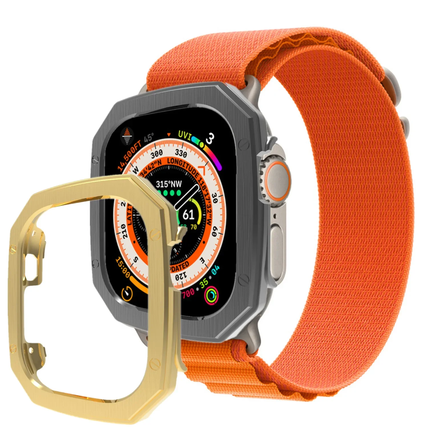 

Brushed Color Pattern AP Style Mod Bezel Modification Case Bumper For Apple Watch Ultra 2 9 8 7 6 5 SE Hard Plastic Frame Cover