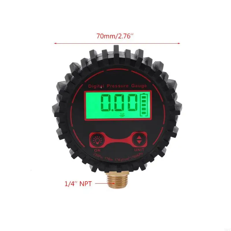 Manometro digitale per pneumatici T8UC con torcia a LED Illuminazione 0-250 1/4"