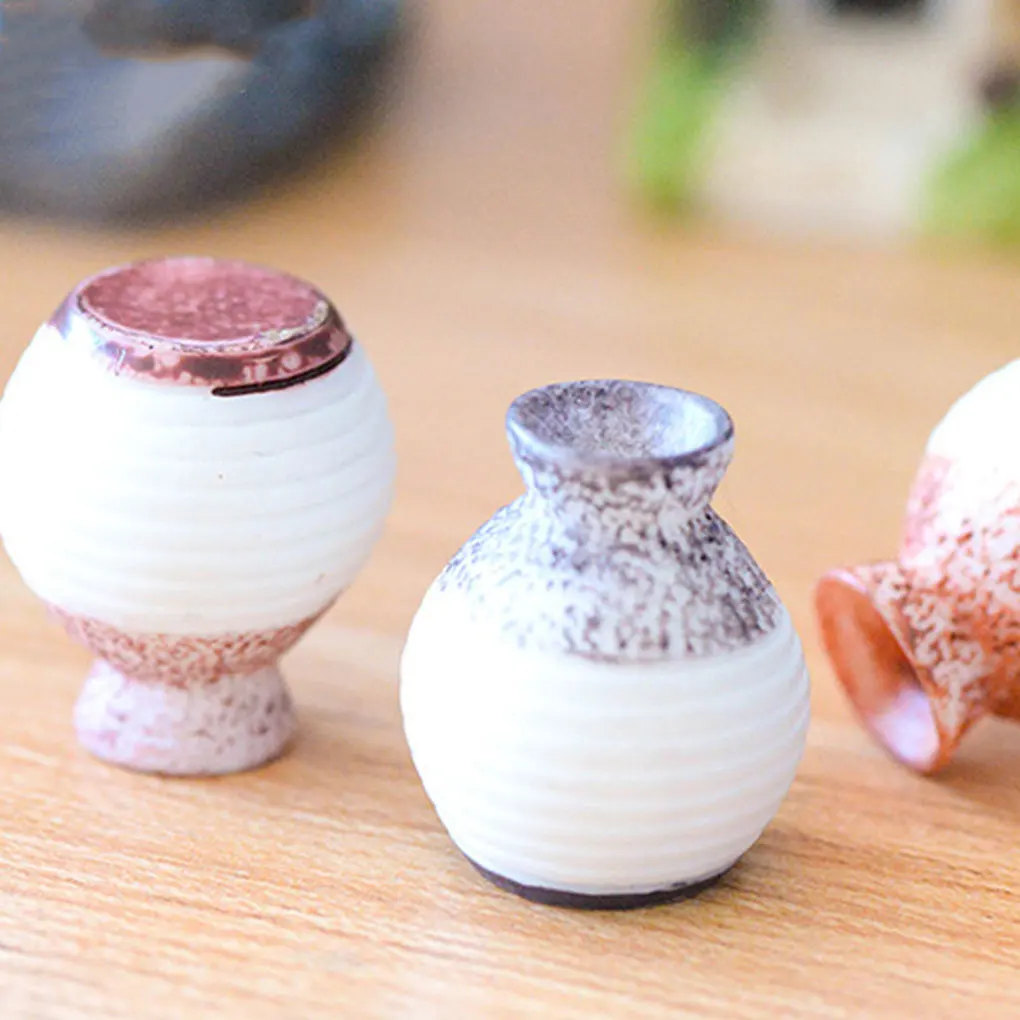 Resin Vase Miniature Flowerpot Small Mouth Ornament DIY Craft Accessories Plant Pot Toy House Decoration Outdoor