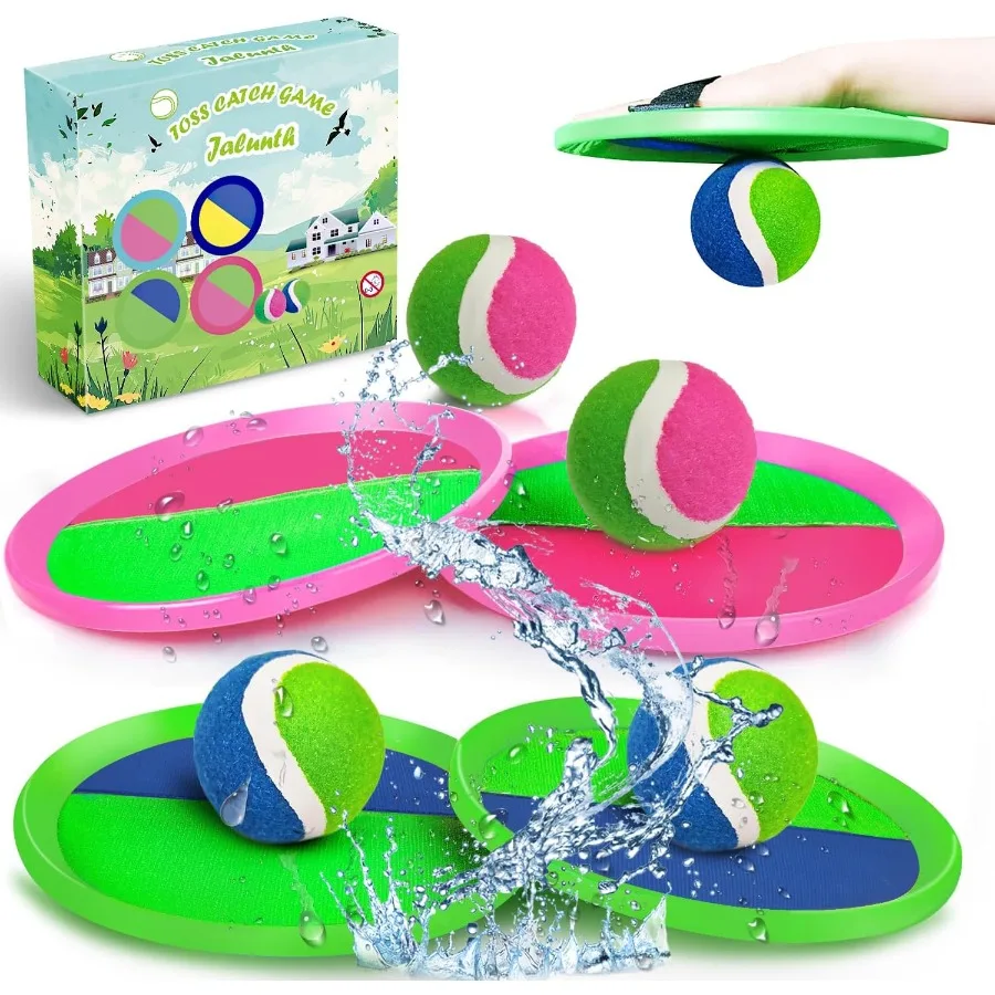 Zestaw do łapania piłek, gra w łapanie, paletki, zabawki plażowe, do ogrodu, basenu, gry na świeżym powietrzu, na podwórko, na kemping, do rzucania i łapania, dla dzieci w wieku 3 4 5 6 7 8 9 10 11 12 lat
