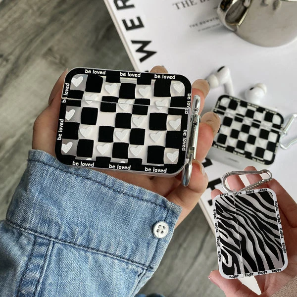 Fashion Striped Heart Cover For Airpods 1 2 3 Earphone Soft Headset Case For Apple Airpod Pro 2nd Fundas Wireless Box Keychain