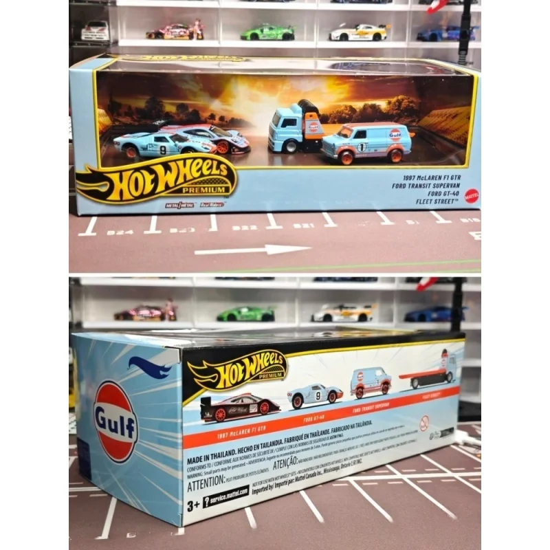 

Hotwheels Premium Diecast Car Model Set Gulf Oil 1997 Mclaren F1 Gtr Ford Gt 40 Ford Transit Supervan Vehicle For Collectors