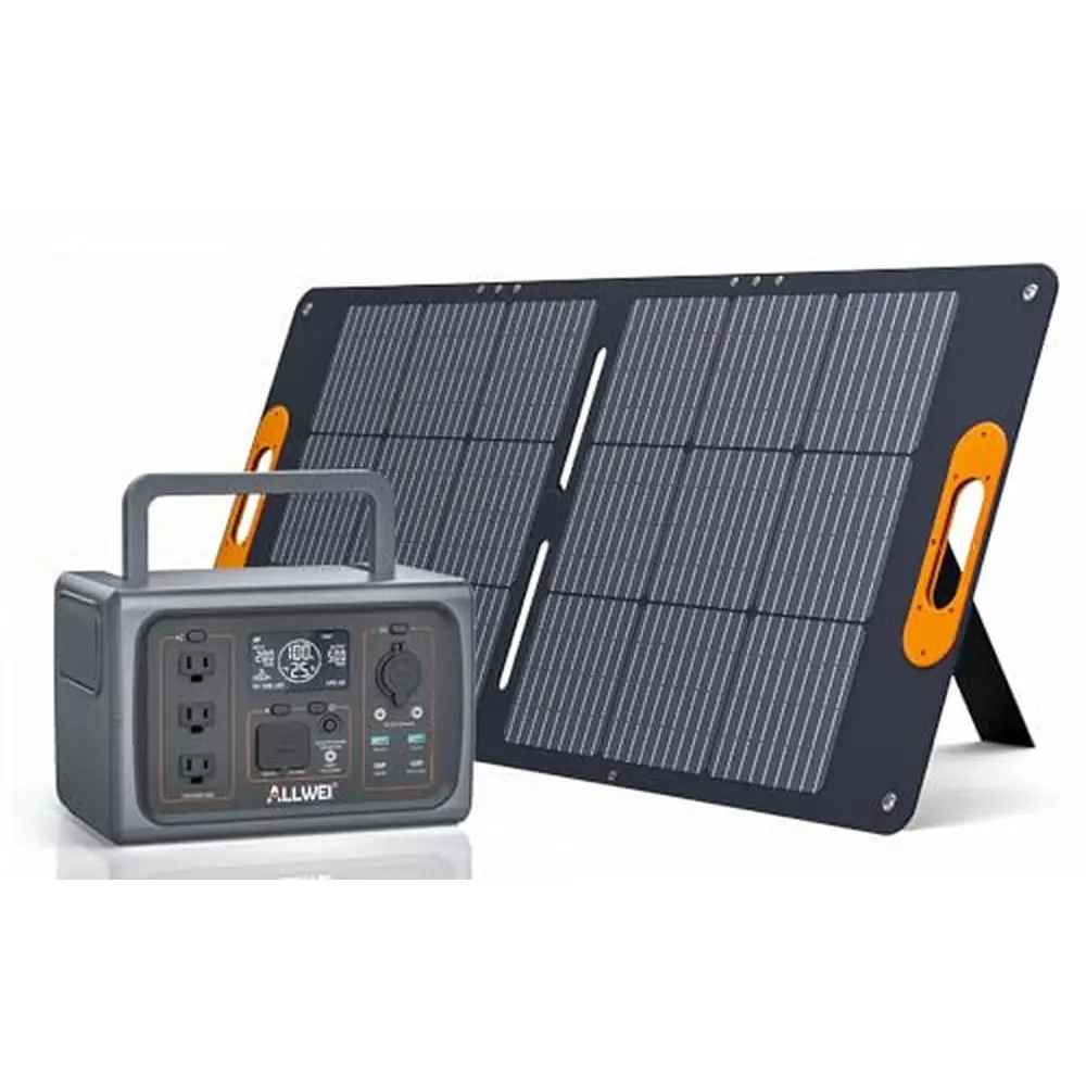 LiFePO4 Power Station 500W Solar Generator 3 AC Outlets UPS Function