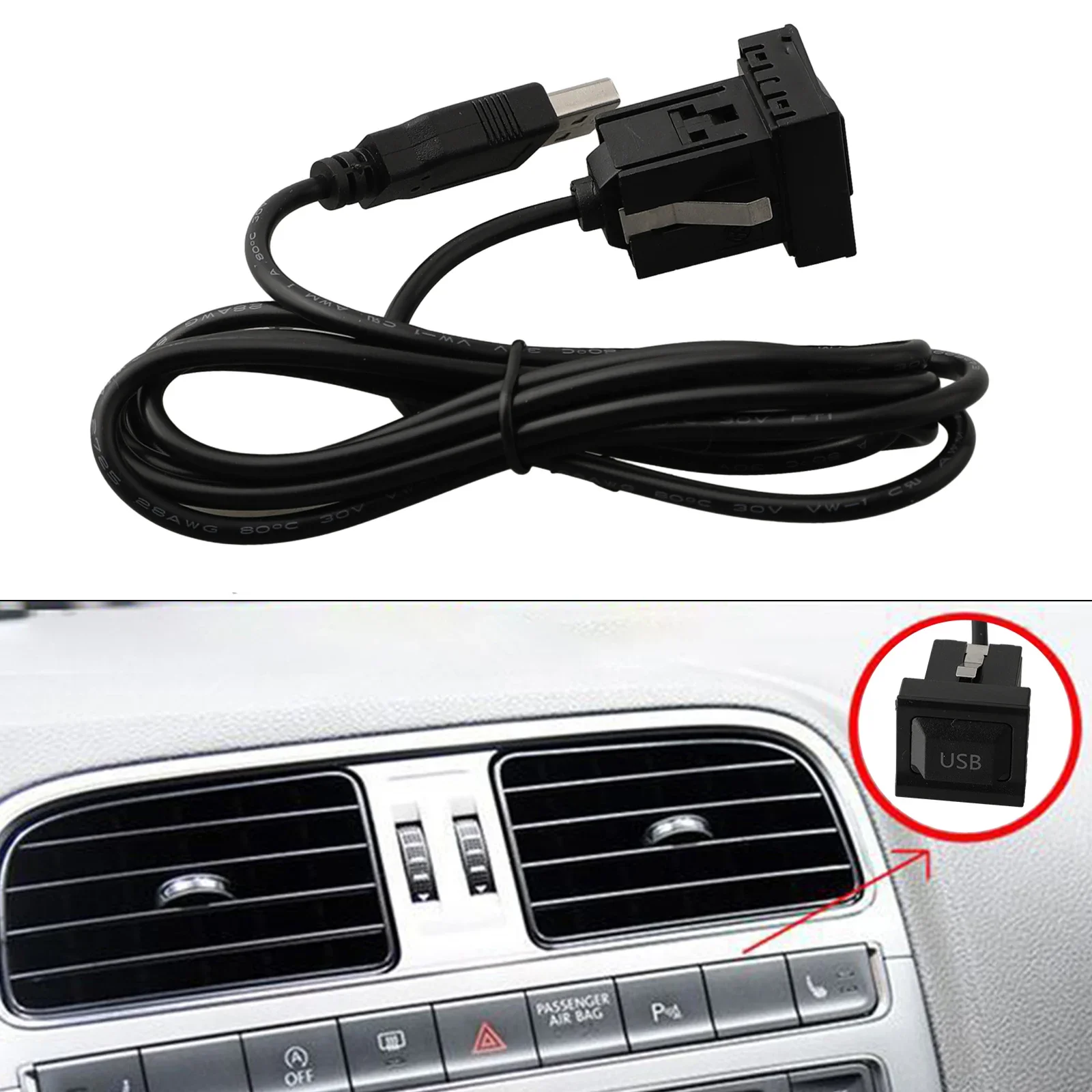 

1pcs USB With Dust Cover Dash Flush Mount Dual USB Extension High Quality USB Port Adapter Cable Brand New For Bike