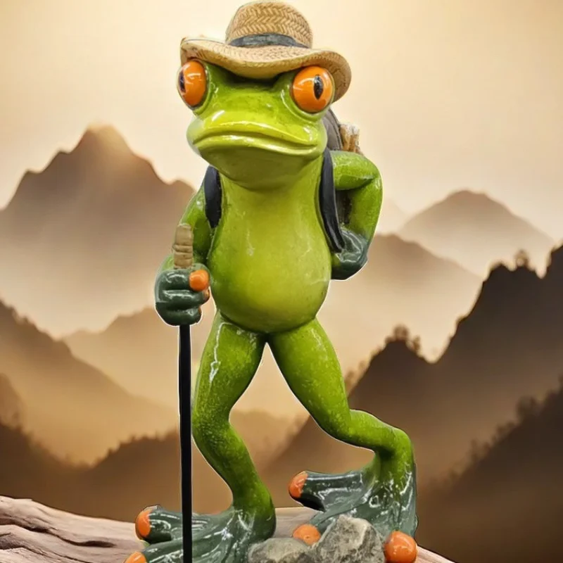 Creative Mountain Climbing Frog Statue Resin Animal Sculptures Long-legged Frogs Figurine Home Living Room Bedroom Decortion