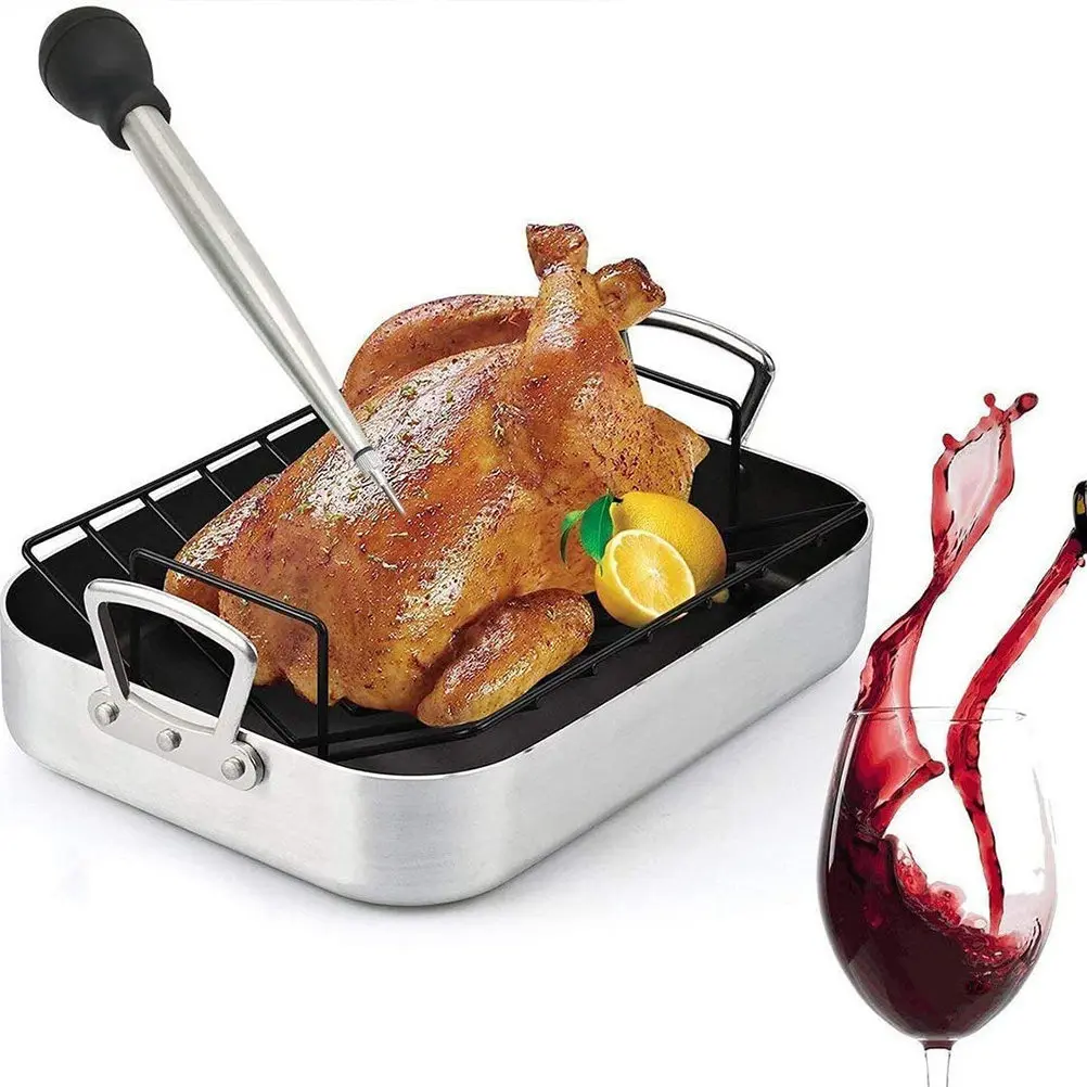 Meat Injector Needle Set for Turkey Pork Chicken Marinade BBQ Sauce Injection Dishwasher Safe Kitchen Tool