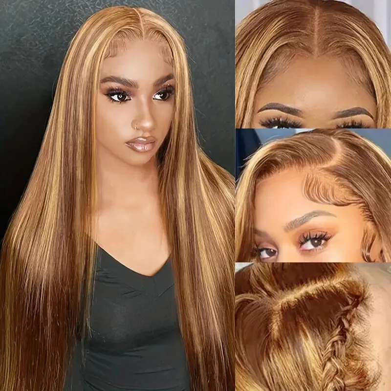 250% Density RealHighlight Lace Front Wigs Human Hair Balayage Glueless Wigs Human Hair 24 Inch 427 Colored 13x4 Lace Front Wig