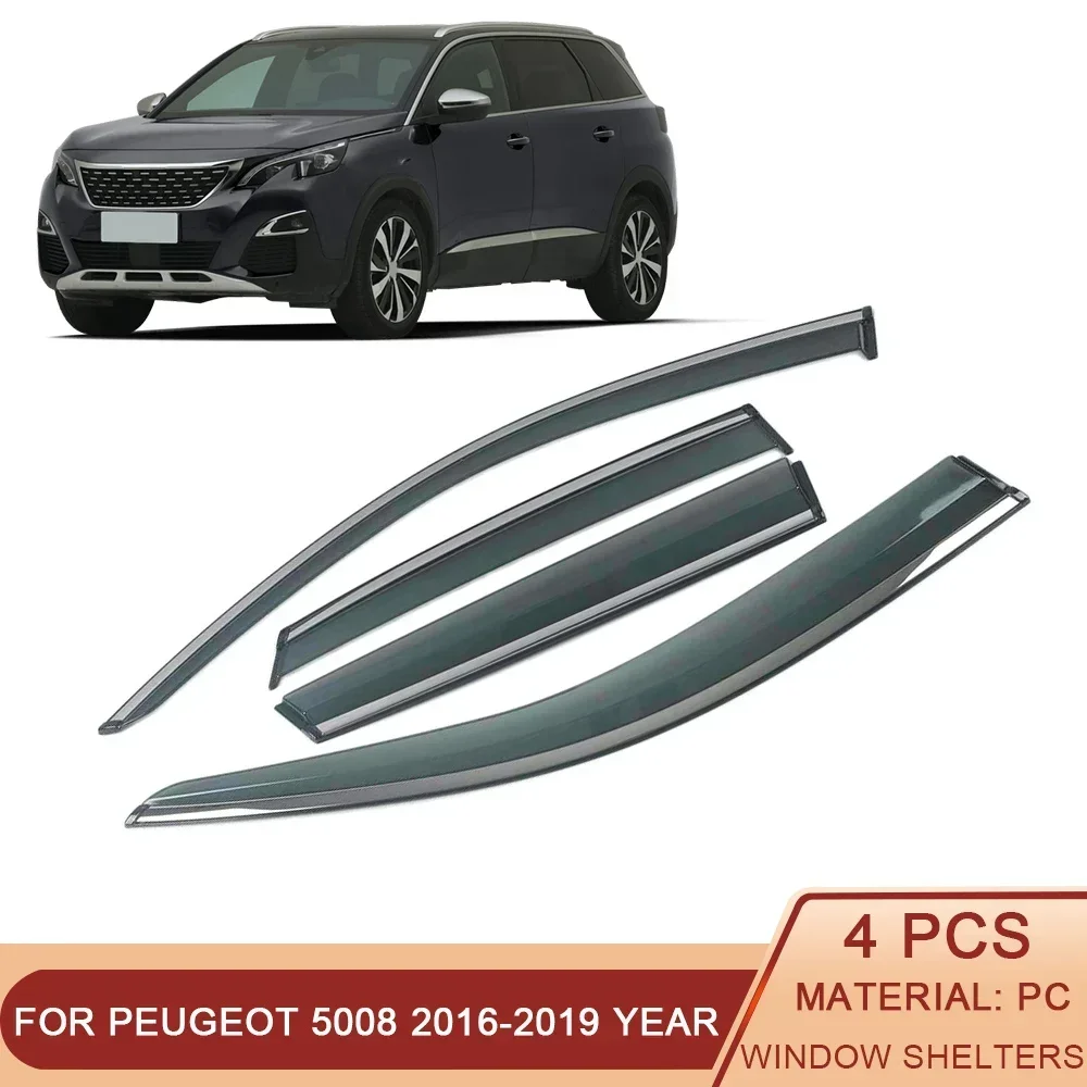 

For PEUGEOT 5008 2016-2024 Car Window Sun Rain Shade Visors Shield Shelter Protector Cover Frame Sticker Exterior Accessories