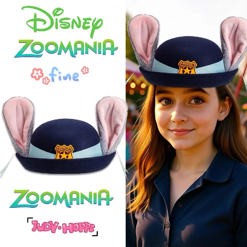 Chapeau de shérif Disney Judy Hopps, accessoire de Costume de Cosplay de film, Costume d'halloween, couvre-chef de policier lapin Anime