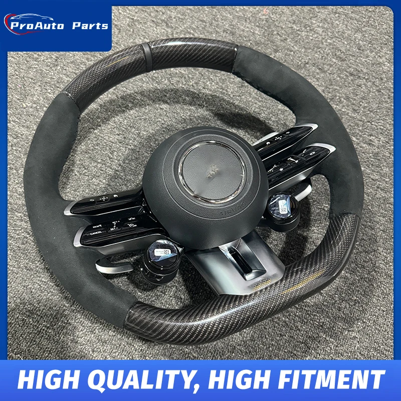 Para Mercedes Benz Classe G W465 2025 + Volante de fibra de carbono |   Volante de fibra de carbono com fundo plano W464 Retrofit Oem Rot