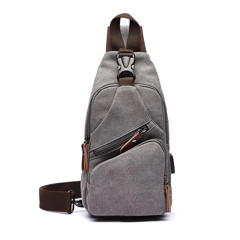 

Weysfor Men Canvas Chest Bags Business USB Charging Casual for Travel Outdoor dropshipping