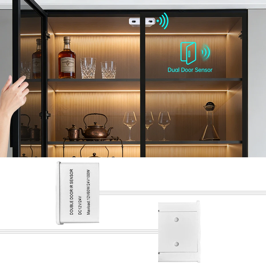 

Датчик движения Dupont для двойных дверей, 12В/24В, автоматическое включение/выключение, с проводом 1,7 м, для светодиодной подсветки витрин, шкафов и полок