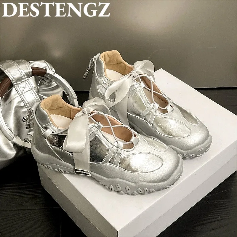 

Women Sneakers Flat Platform Shoes Casual Loafers Sandals New 2025 Summer Shallow Running Sport Shoes Lace-Up Marie Janes Mujer