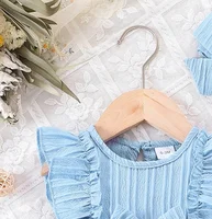 Baby Girl Summer Blue Dress with Ruffled Edges and Bow, Sweet and Cute Style Dress Suitable for 0-3 Year Old Cute Baby Girls 4