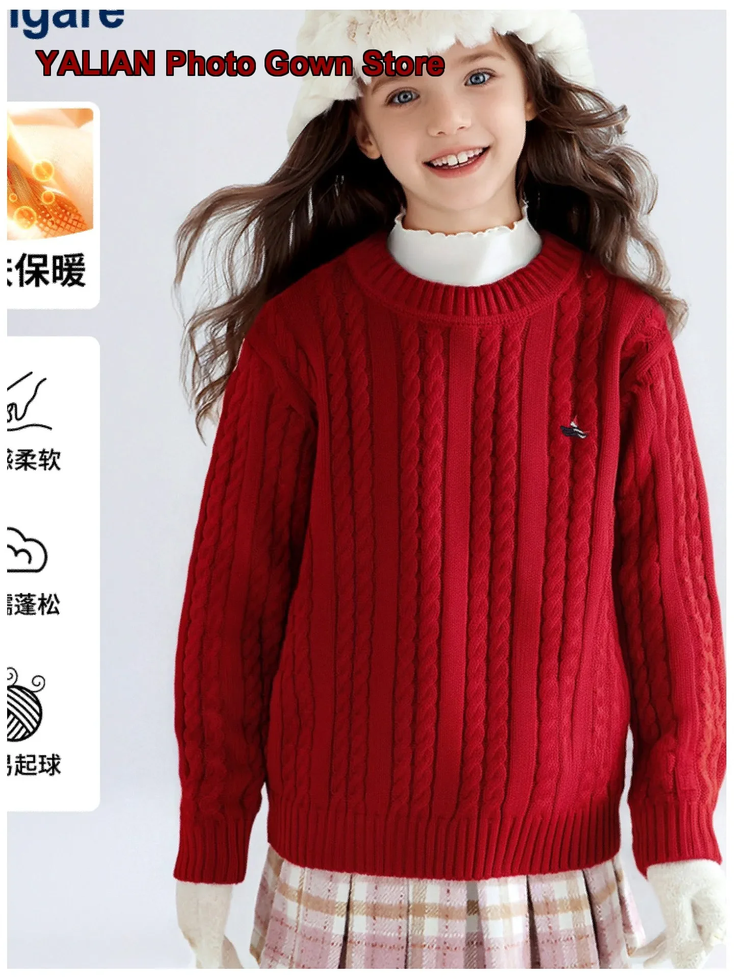 Navigare Italian Sailboat Kids Knit Top Autumn Winter Thickened Girls Pullover Sweater Solid Color
