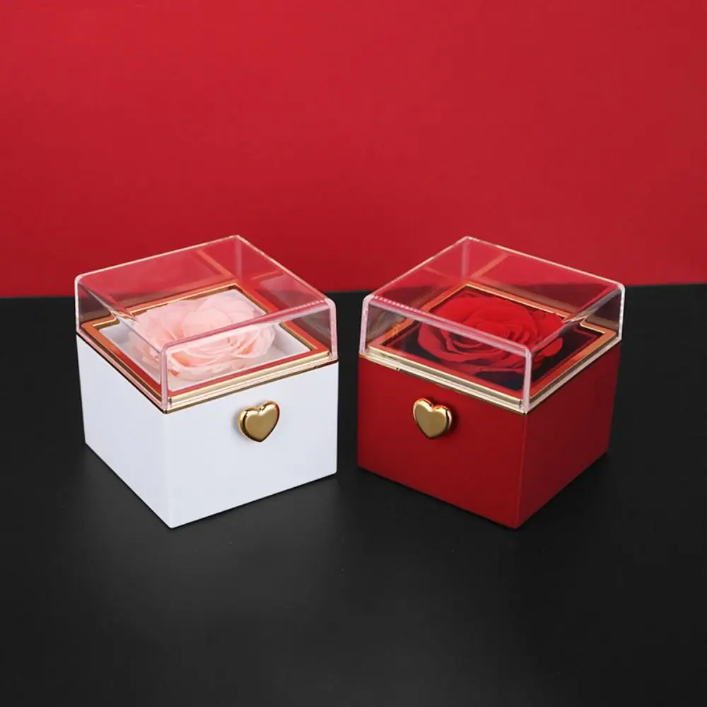 

Rotation Rose Jewelry Gift Box Ring Display Necklace Storage Proposal Ring Boxes Dustproof Luxury Jewelry Display Rack Marriage