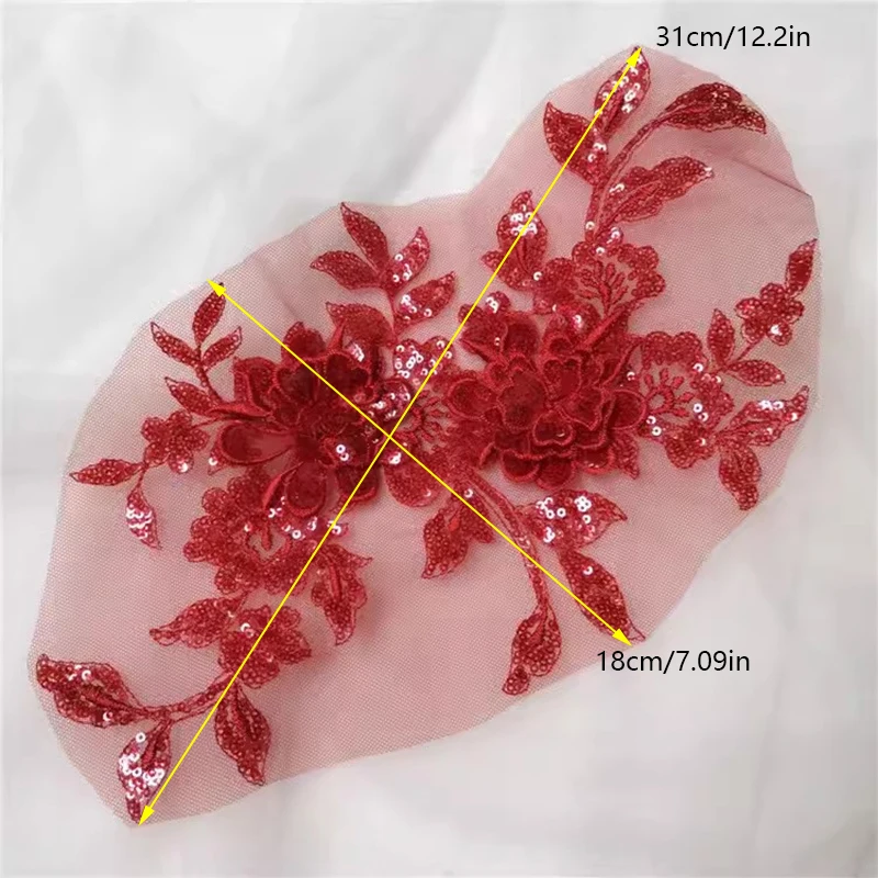 1Piece Seqins Flowers Mesh Embroidery Patch Sewing Repair Diy Floral Lace Fabrics Applique — zdjęcie 4