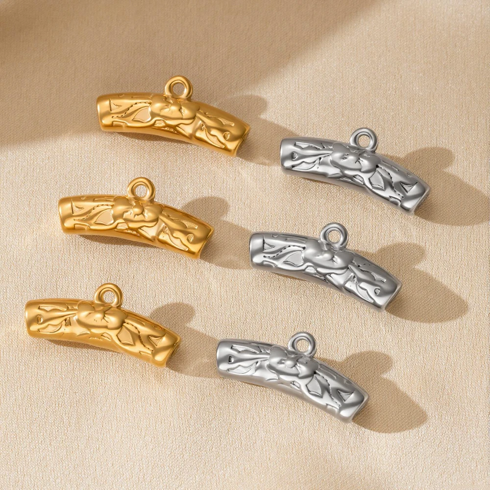 2 Stück/Set Edelstahl Vergoldete Lange Röhren-Abstandsperlen mit Öse für DIY Halsketten, Armbänder, Schmuckherstellung – Detail 2