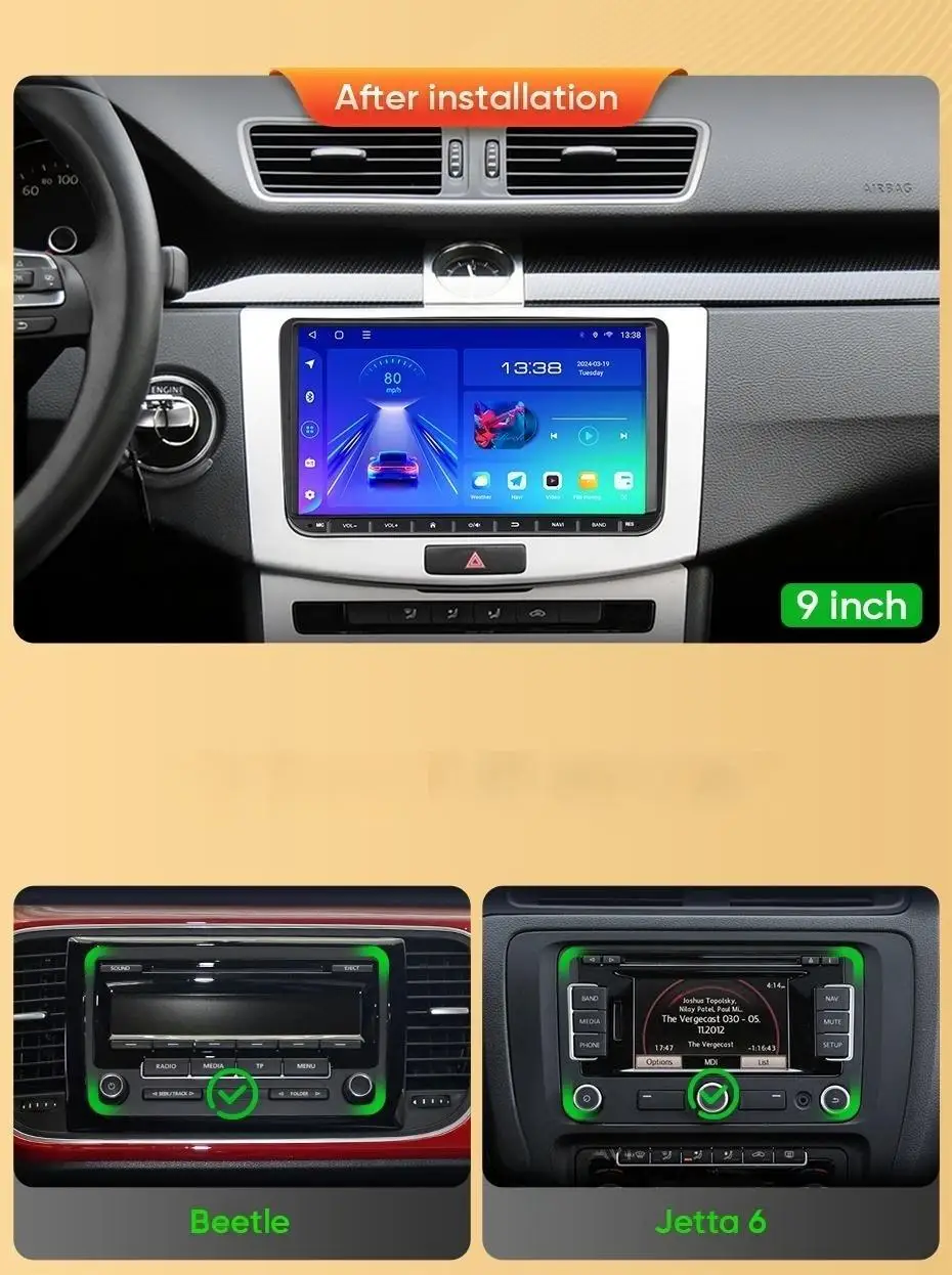 Autoradio Android 16 für Volkswagen Golf 5 6 Polo Passat B6 B7 CC Skoda Jetta Universal Multimedia Carplay Wifi GPS Navigation – Detail 11