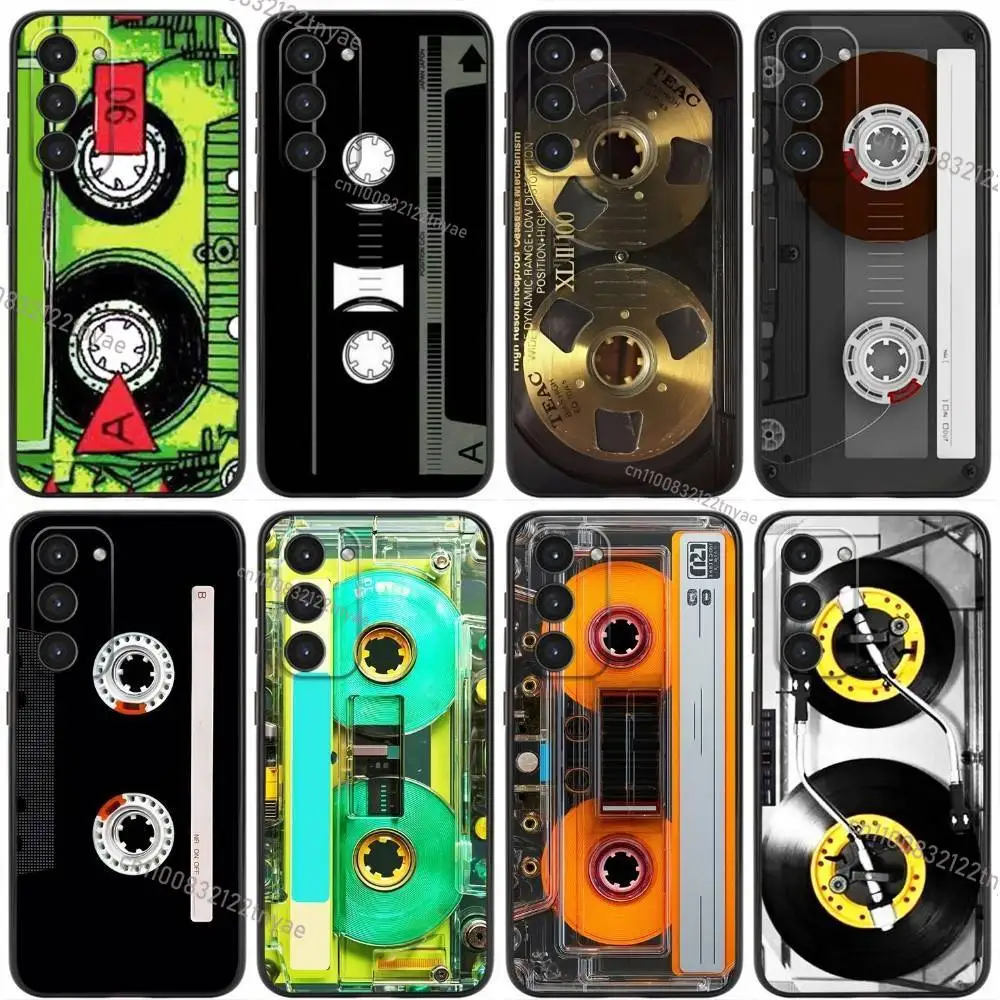 

Retro Magnetic Radio Tape Cassette Phone Case For Samsung Galaxy A20,21s,22,31,32,52,53,72,73,80,91 Liquid Silicone Black Cover