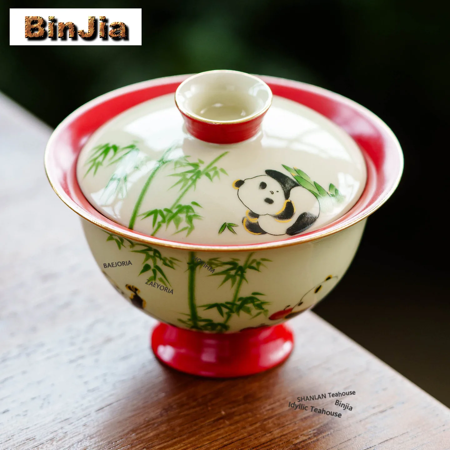 

95ml Ceramic Decal Panda Paradise Gaiwan Zen Tea Tureen Tea Bowl With Lid Kit Tea Brewing Cover Bowl Tableware Decoration Craft