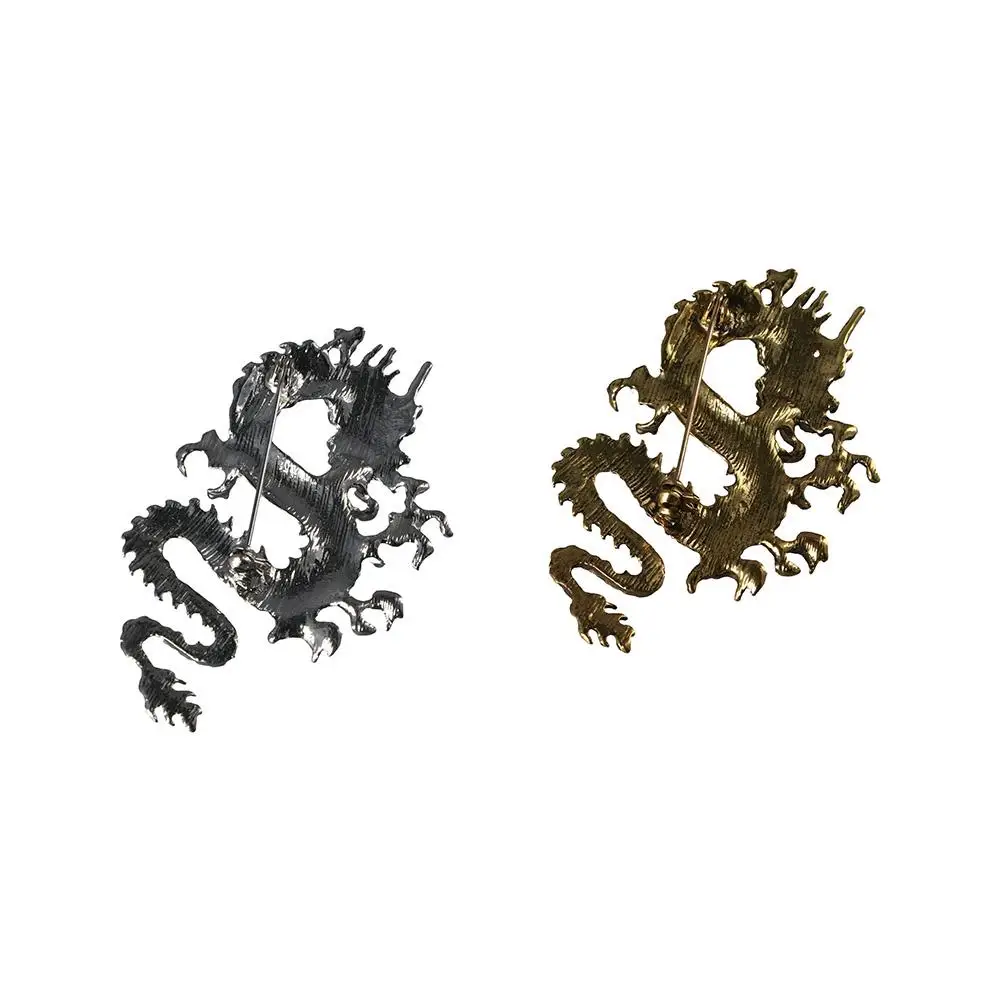 Alloy Chinese Style Clothing Accessories Vintage Men Brooch Metal Dragon Badge Legend Animal Lapel Pins Suit Coat Collar Pins