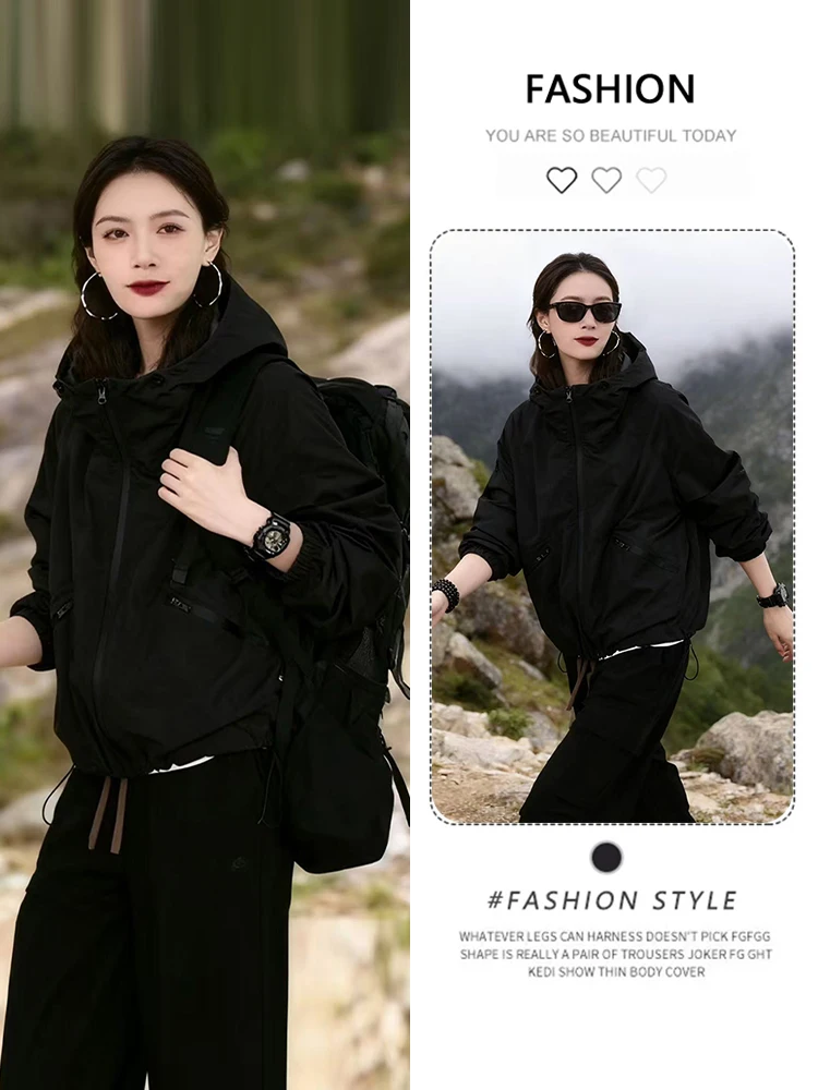 

Женская спортивная куртка с капюшоном для горного туризма, весенняя новинка, универсальная рабочая одежда, утепленная, с длинными рукавами, на молнии