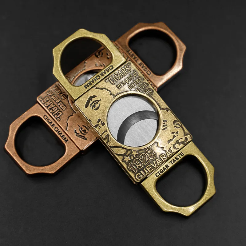 

Portable Cigar Cutter Antique Retro Color Double Guillotine Classic Household Blade Man Gifts Box