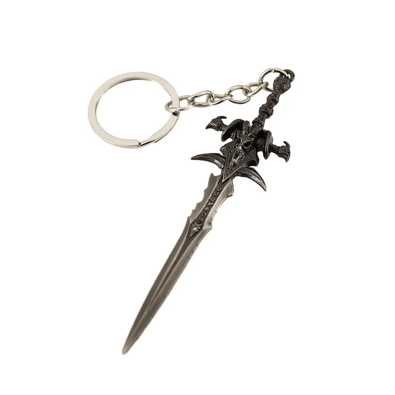 World of Warcraft-Porte-clés armes Frostourne pour garçons, épées en alliage, modèle périphérique de jeu, figurines d'action en métal, jouets cadeaux, 9cm