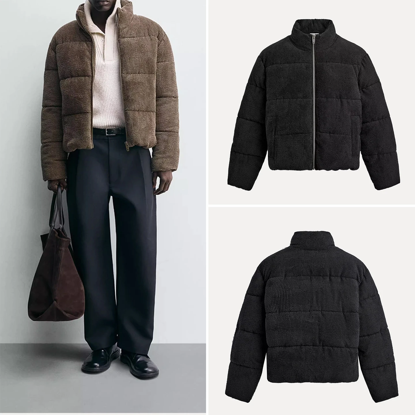 

Faion Urban Men's Loose Fit Corduroy Jaet Coat 2025 Autumn New Sle Versatile Casual Long Sve Stand Collar Coat