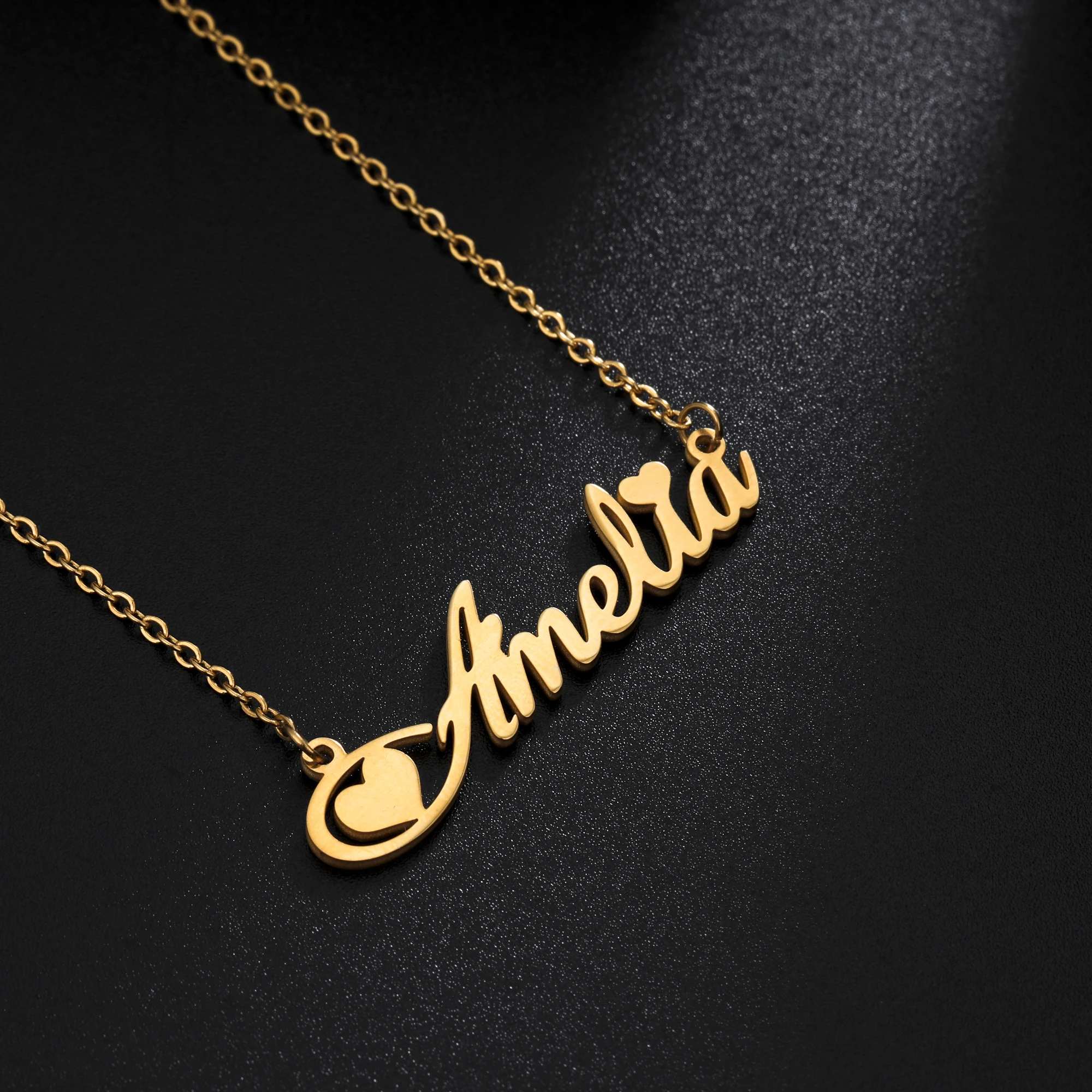 

Custom Name Letter Pendant Necklace Personalized Heart Stainless Steel Necklaces For Women Jewelry Gold Gifts