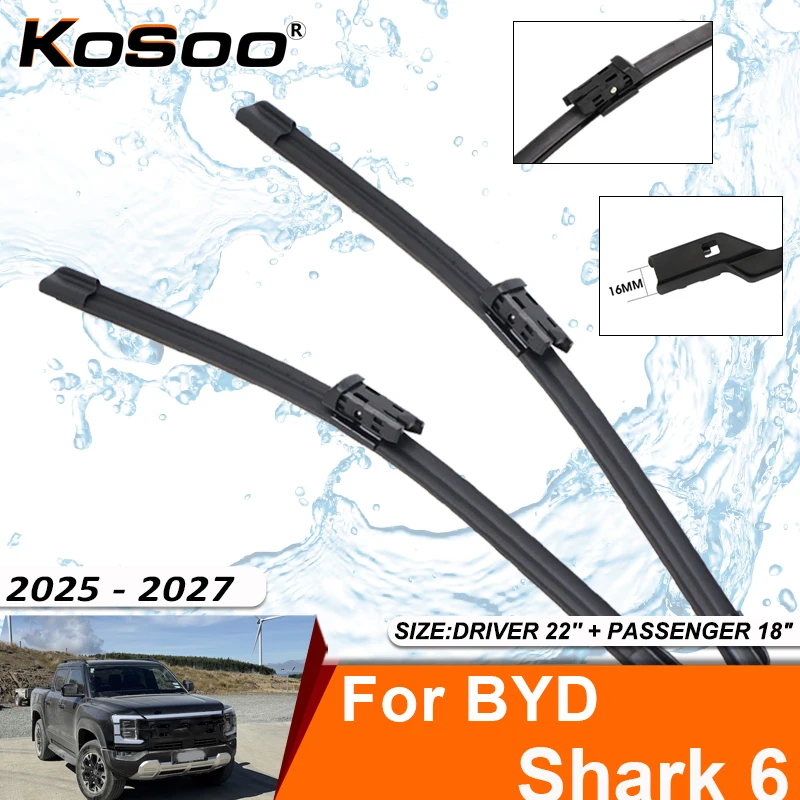 Lame d'essuie-glace pour BYD Shark 6 2025-2027, recharge en caoutchouc pour pare-brise avant, accessoire d'essuie-glace