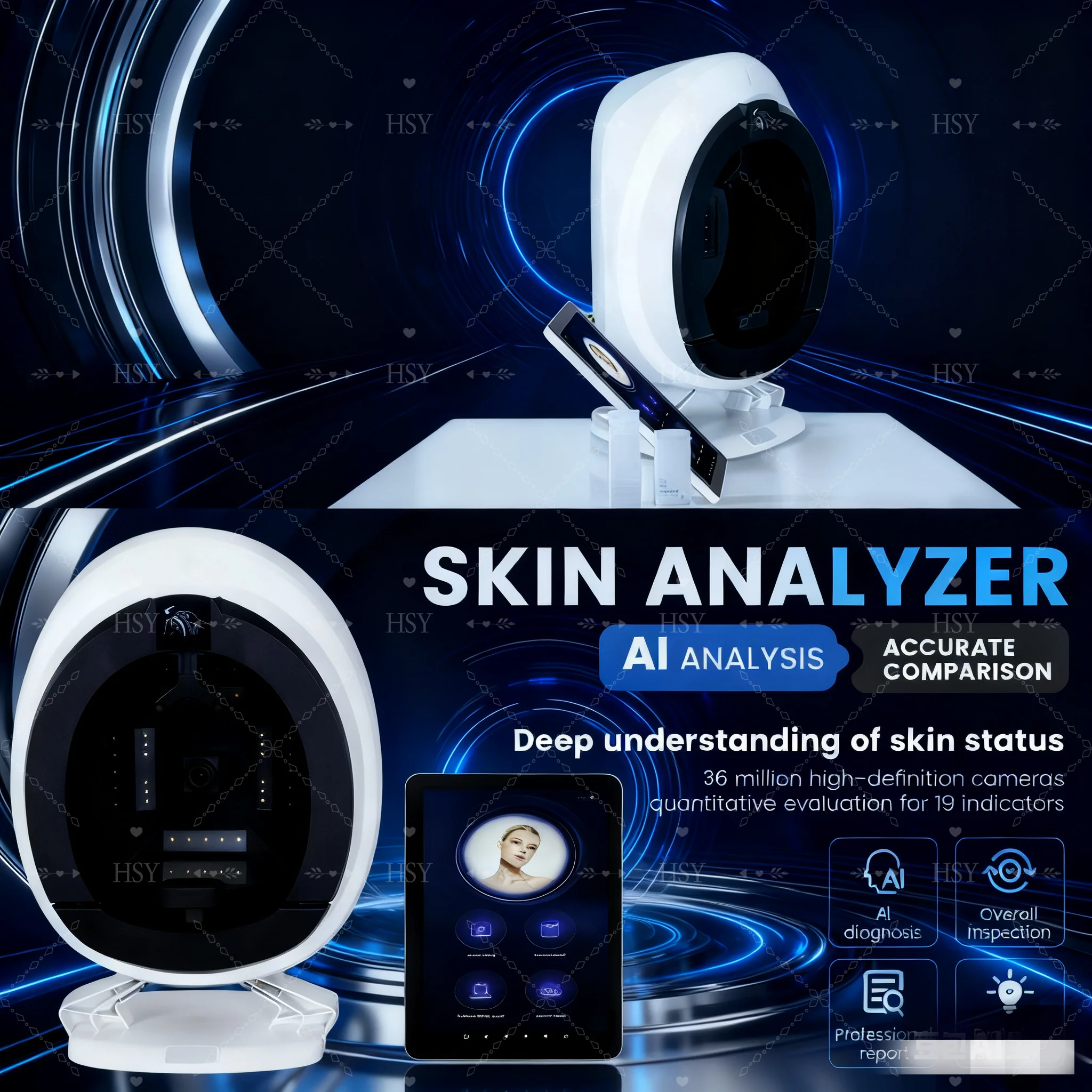 

15,6-дюймовый 3D-анализатор кожи лица AISIA Q1 Профессиональный анализатор кожи 8 сканер анализа кожи светового спектра