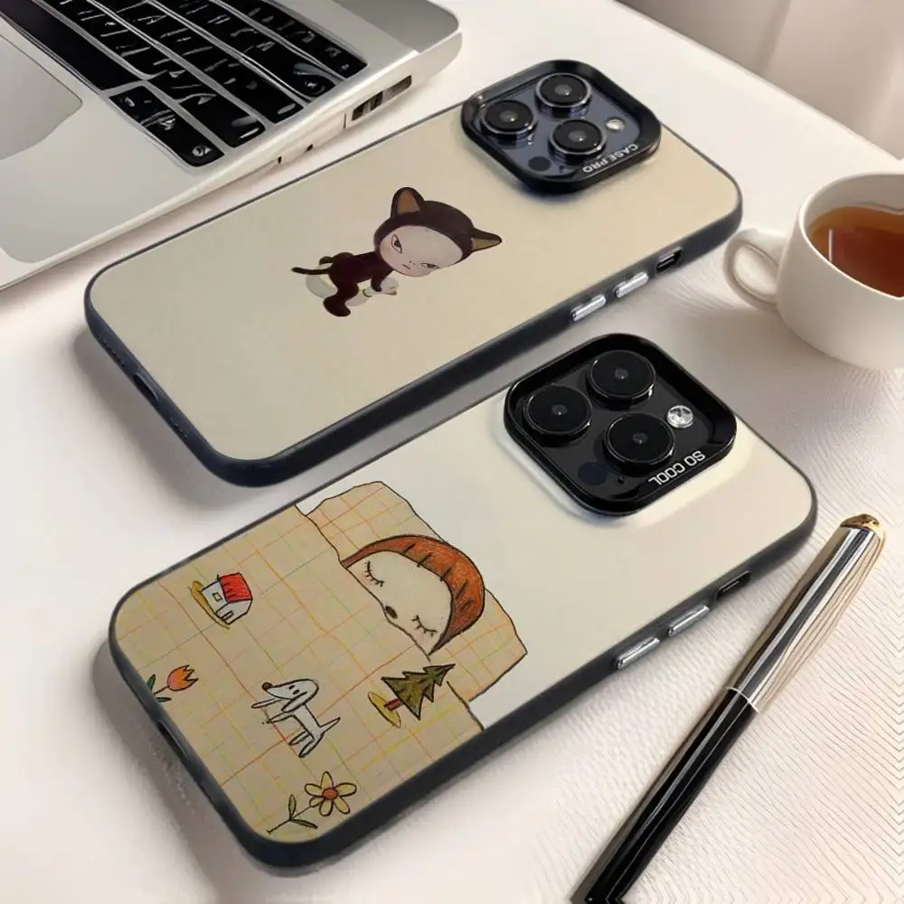 

Art Yoshitomo Nara Phone Case For iPhone 16,15,14,13,12,11,8,7,Pro,Max,Plus,Mini,XS,SE Anti Fall Black Matte Hard