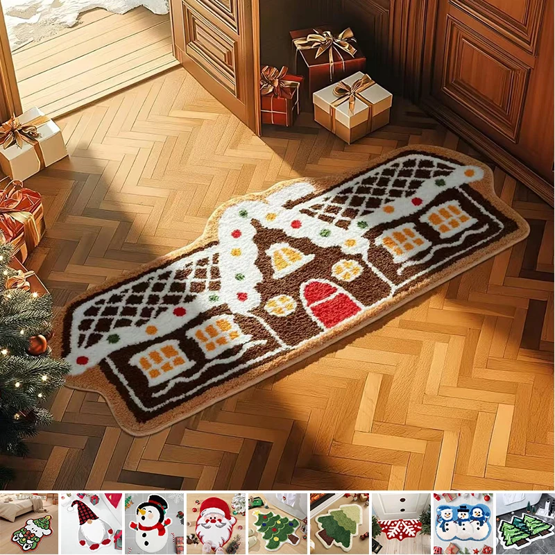 

Xmas Themed Doormat with Snowman Christmas Tree Design Non Slip Backing Cozy Plush Rug for Indoor Bedroom and Entryway Decor