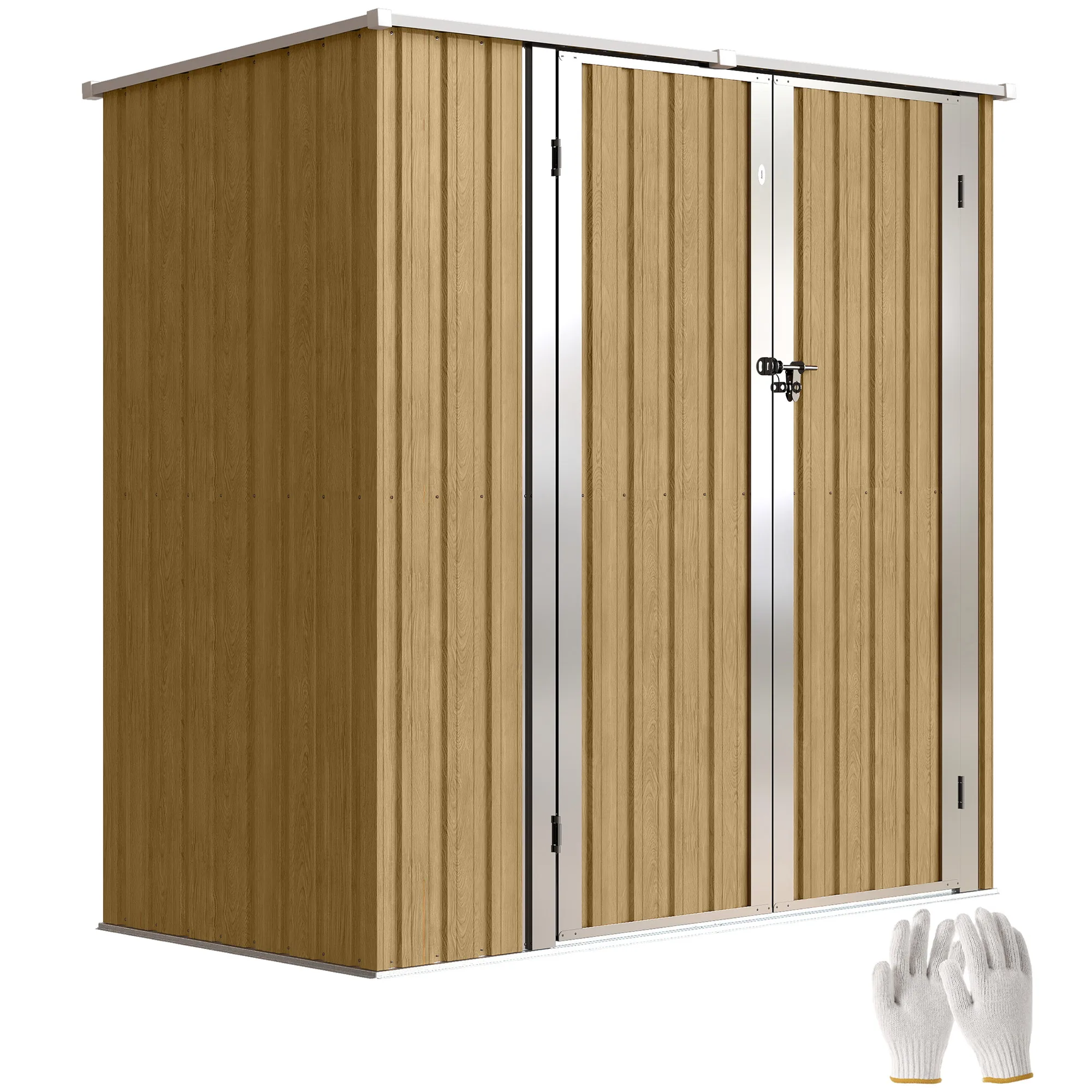 Outsunny Cobertizo de Jardín Exterior 163x89x163 cm Puertas con Pestillo Marrón