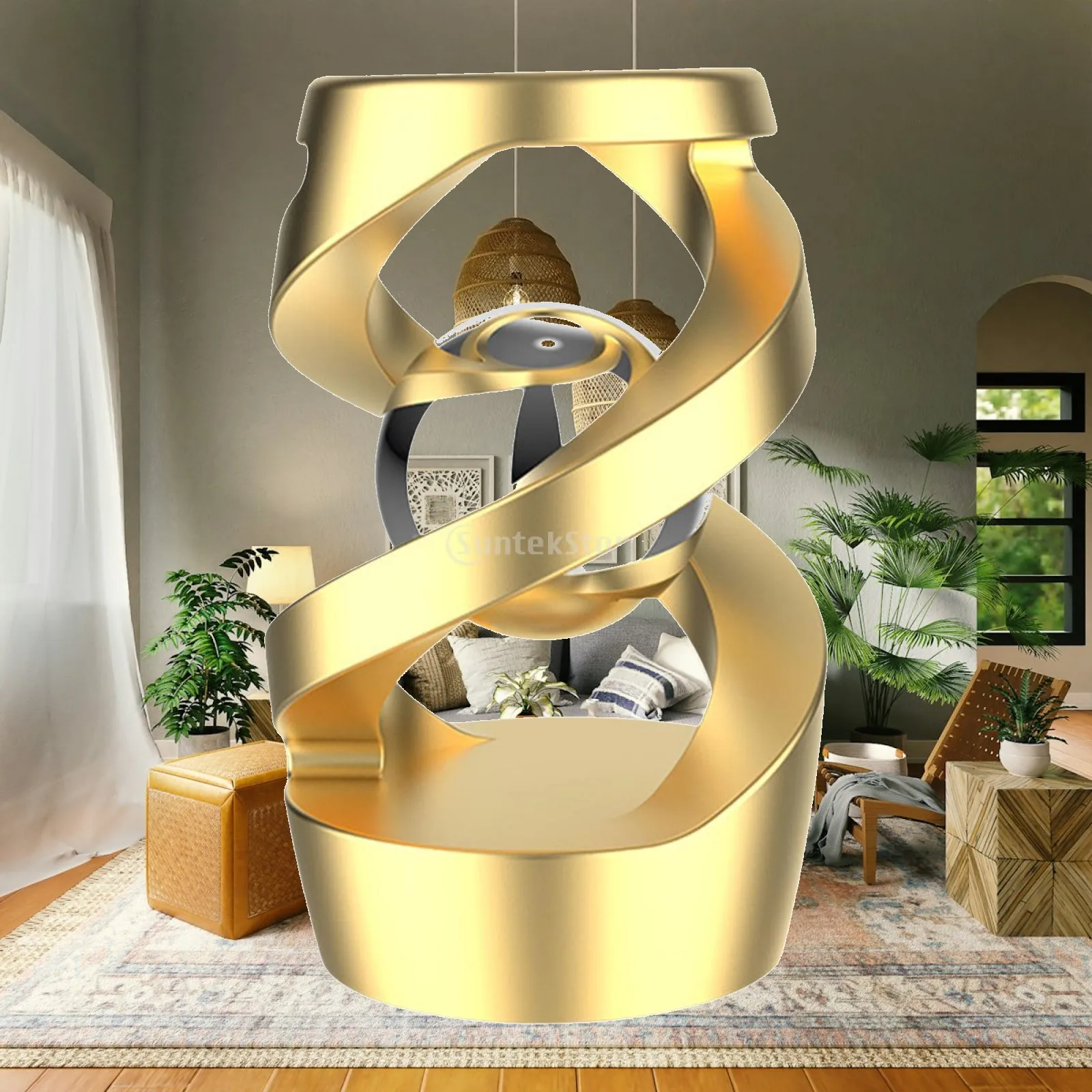 Rotating Desk Float Toy Metal Ornament Desktop Levitating Ball for Home Office Elegant Style