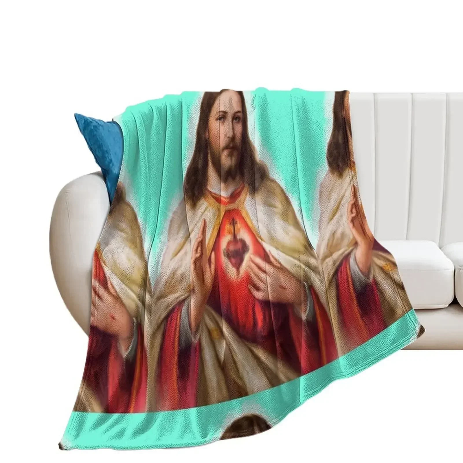 Jesus Christ painting | Jesus Christ | marry Christmas | Jesus Christ Sacred Heart Throw Blanket Sofas Soft Beds Blankets