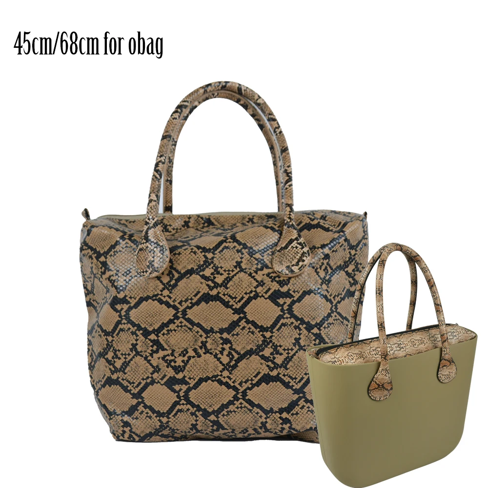New Waterproof Faux Snakeskin leather Serpentine Insert Inner Plus Handle combination for Classic Mini Obag O Bag Handbag
