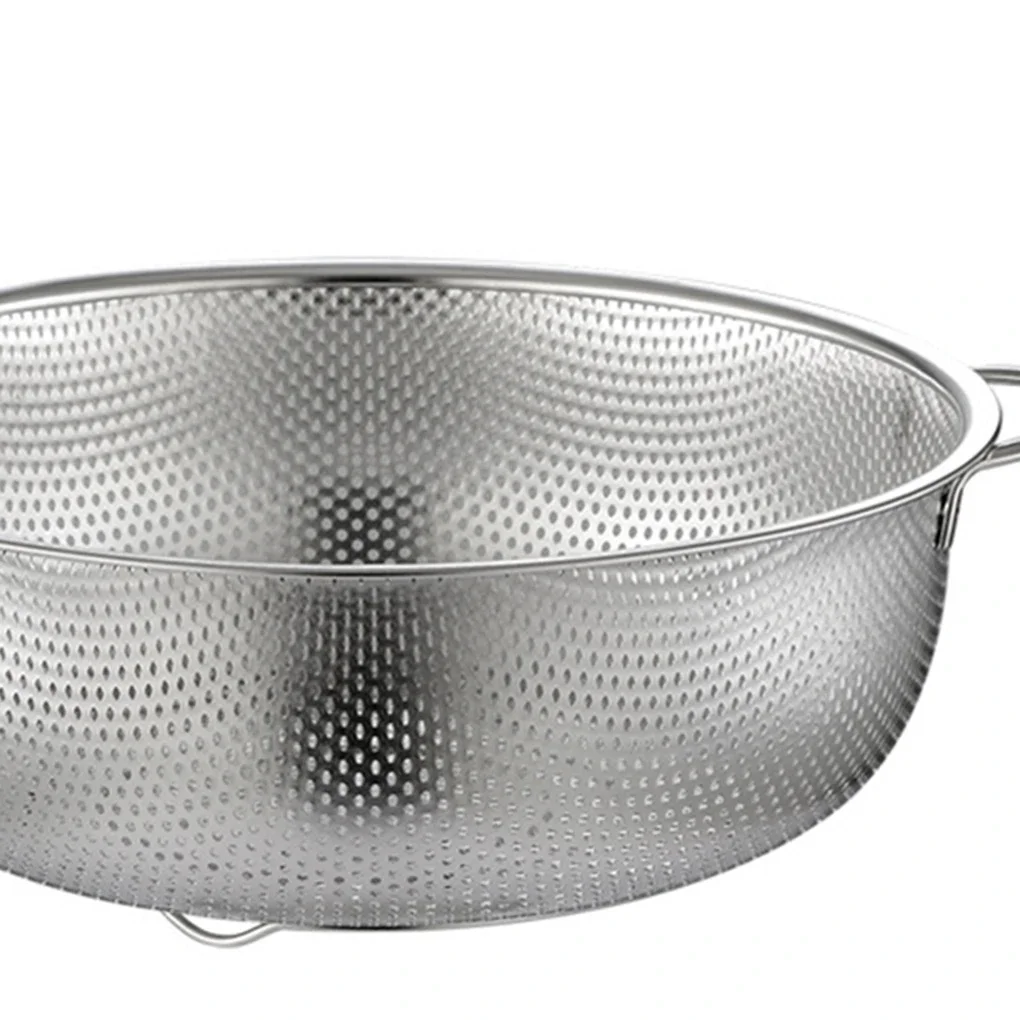 

All Purpose Stainless Steel Fine Mesh Strainer Net Baskets with Handles Resting Base Colander Set Kitchen Supplies