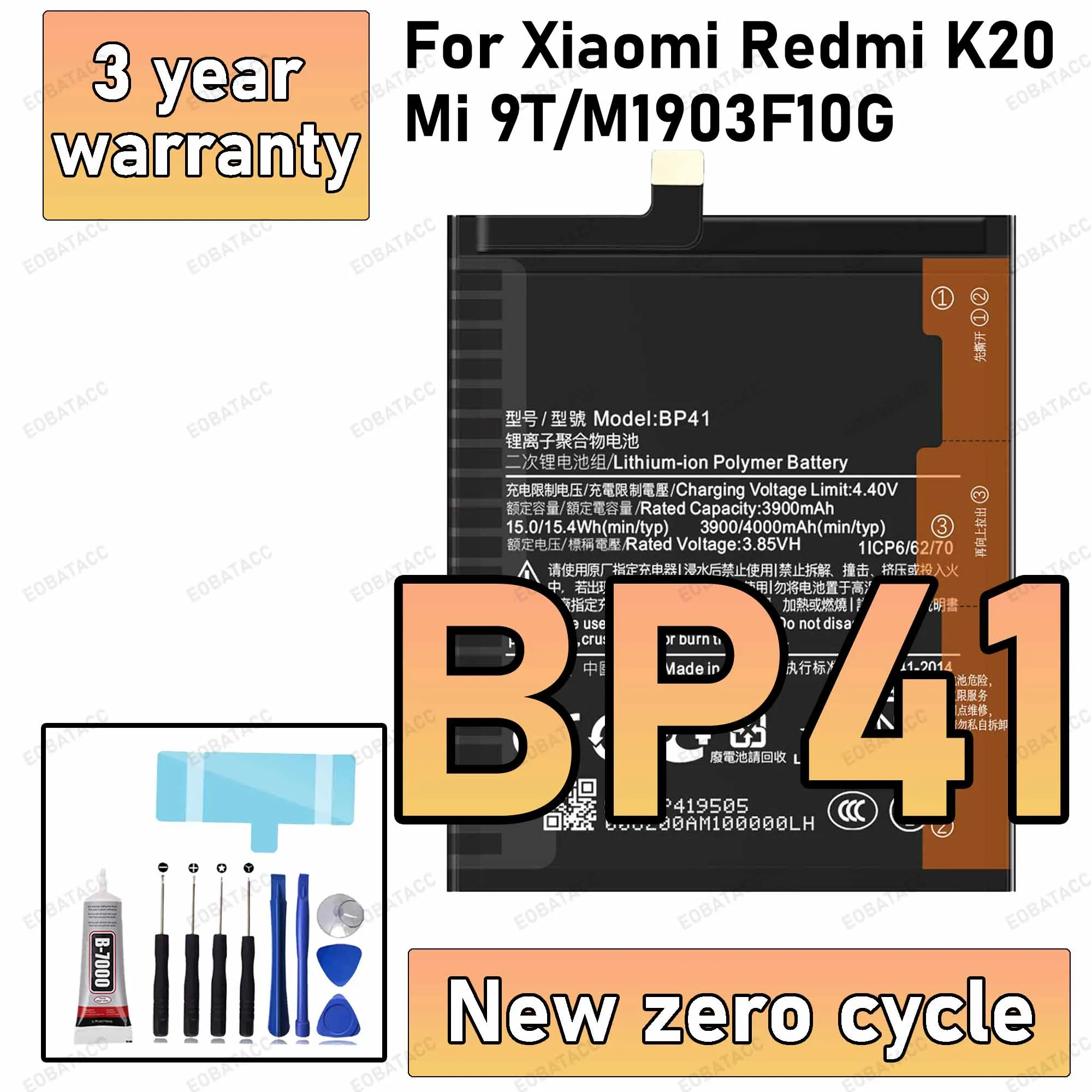 100% New High Quanlity BP41 Battery For XIAOMI REDMI K20/MI 9T/M1903F10G Replacement Batteries batteria+Free tools