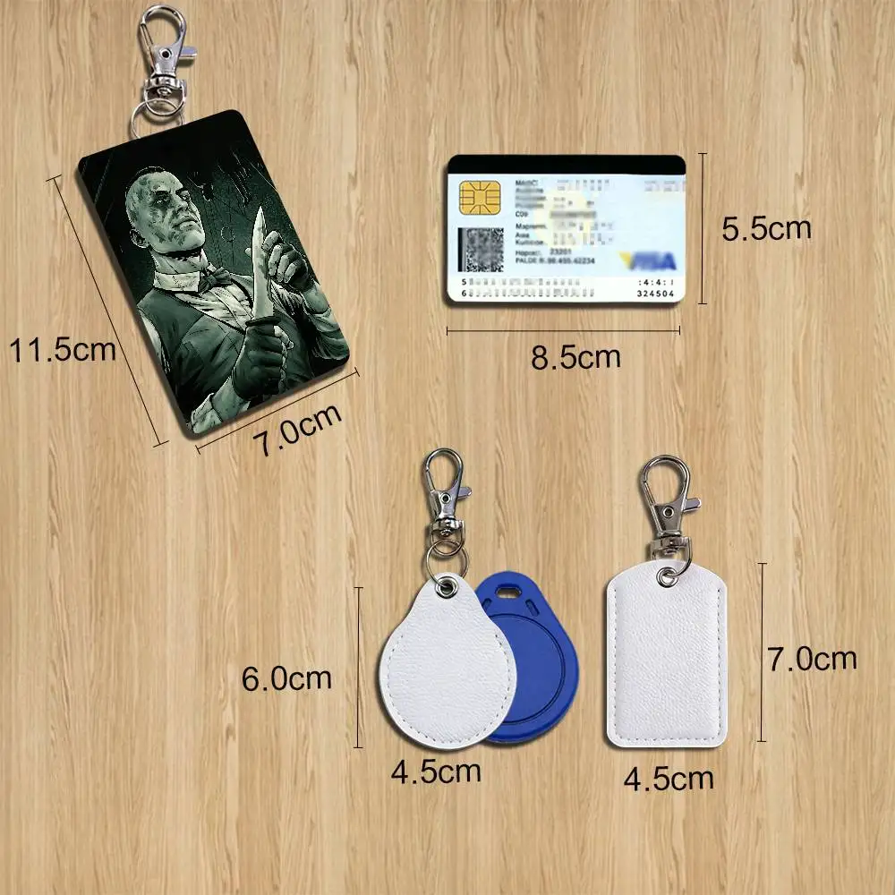 Halloween Eddie Gluskin Outlast Leather Card Holder with Exquisite Keychain purpose Case for Metro ID Access Control Card Badge