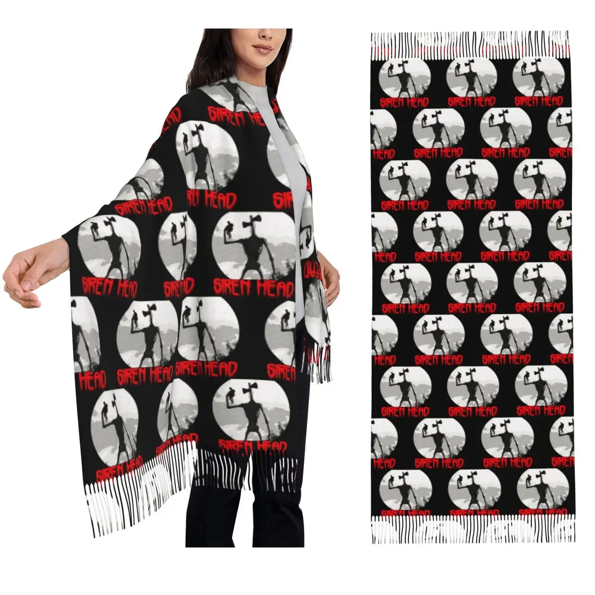 

Siren Head 1 Scarf Tassel Scarves for Women Soft Warm Shawls and Wraps Long Fall Winter Shawl Wrap