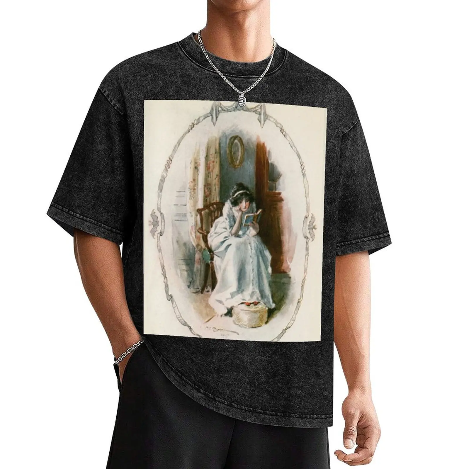 

Charles Edmund Brock - Jane Austen Reading Udolpho T-Shirt plus size tops designer shirts tops Aesthetic clothing men tshirt
