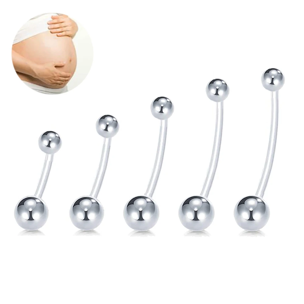 5pcs Pregnancy Support Maternity Flexible Belly Button Rings Piercing Navel Bar Retainer Acrylic Sexy Women Body Jewelry